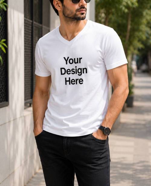 Custom V Neck T Shirt Printing in Surat